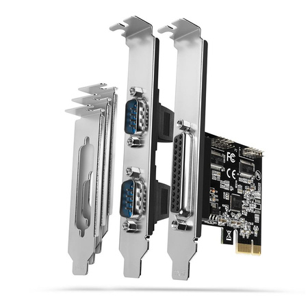 PCEA-PSN Kontroler PCIe 1x port równoległy LPT + 2x port szeregowy RS232 250 kbps, w zestawie SP & LP