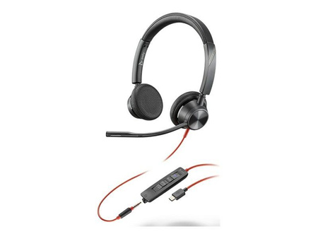 HP Poly Blackwire 3325 Stereo Microsoft Teams Certified USB-C Headset +3.5mm Plug +USB-C/A Adapter