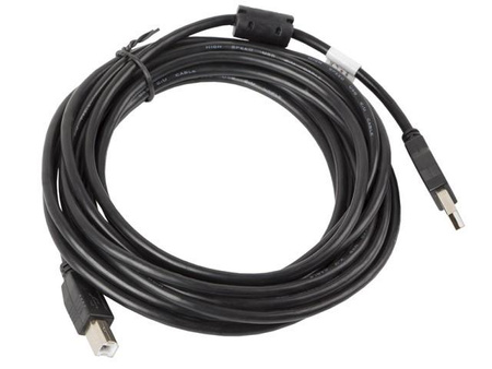 Kabel USB 2.0 AM-BM 5M Ferryt czarny 