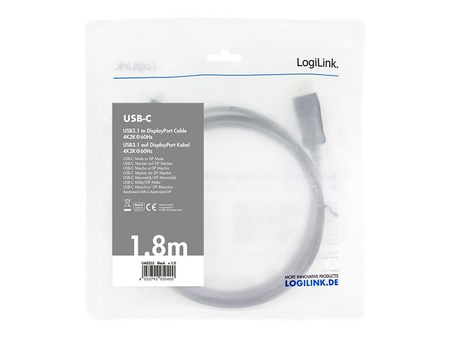 LOGILINK UA0335 LOGILINK - Kabel USB-C 3.2 Gen do DisplayPort 1.2 m/m ,dł. 1,8m