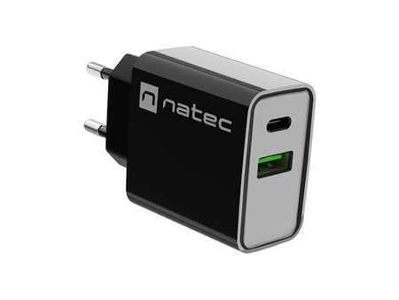 Ładowarka sieciowa Natec Ribera 1x USB-A + 1x USB-C 20W czarna