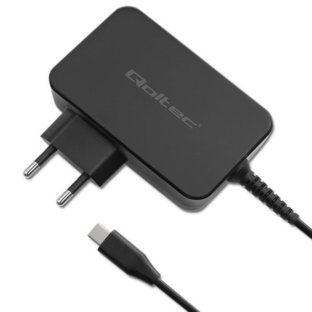 QOLTEC 52387 Ładowarka GaN POWER PRO 1xUSB-C 90W 5-20V 3-4.5A Czarna