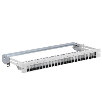 Patch panel keystone 19" Netrack 24-porty, FTP, wysuwany, szary