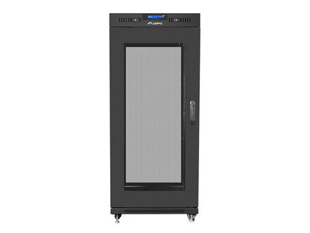 Szafa instalacyjna RACK stojąca 19 15U 800X1000 czarna drzwi perforowane LCD( FLAT PACK) 