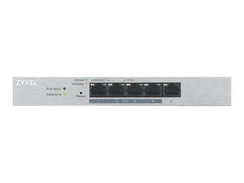 ZYXEL GS1200-5HPv2-EU0101F Zyxel GS1200-5HP 5-port GbE Web Smart metal Switch, 4x PoE 802.3at, 60W, fanless