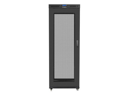 Szafa instalacyjna Rack stojąca 19" 27U 800x1000 Drzwi Perforowane czarna Lanberg (flat pack) LCD