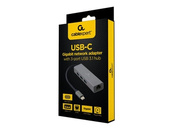 GEMBIRD A-CMU3-LAN-01 USB-C Gigabit network adapter with 3-port USB 3.1 hub