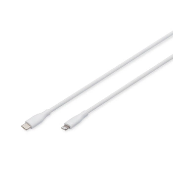 Kabel zasilający DIGITUS silikonowy USB-C - Lightning, USB 2.0 60W, certyfikat MFI, 2m biały