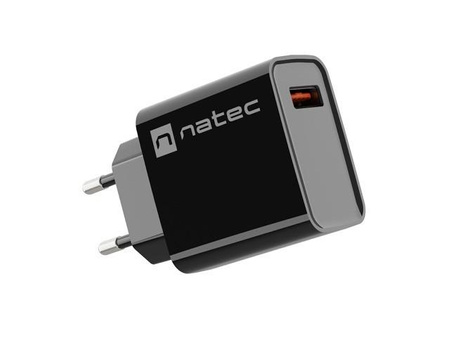 NATEC Ładowarka sieciowa Ribera USB-A 18W czarna