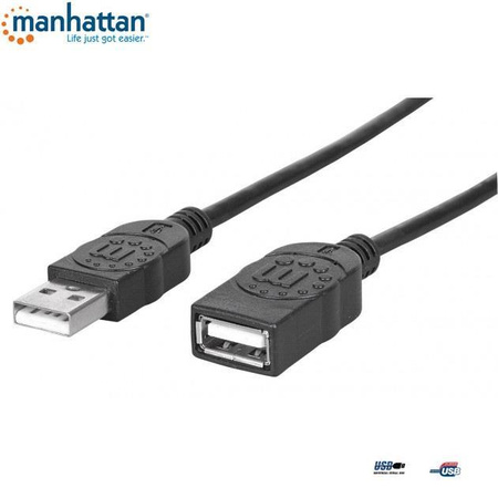 Kabel/przedłużacz Manchattan USB2.0 AM-AF 3m czarny