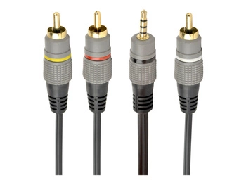 GEMBIRD CCAP-4P3R-1.5M Gembird kabel audio JACK 3,5mm (4-pin) M / 3x RCA (CINCH) M, 1.5M, czarny