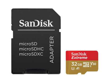 Karta pamięci SanDisk Extreme SDSQXAF-032G-GN6AA (32GB; Class U3; Adapter, Karta pamięci)