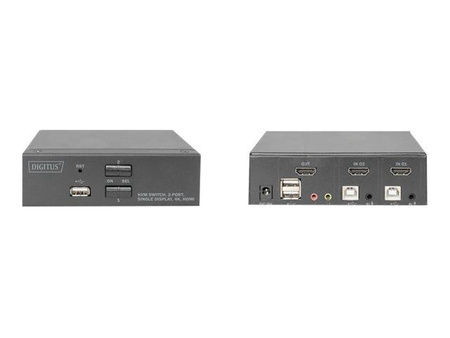 DIGITUS KVM Switch 2x1 HDMI 2-Port Single Display 4K/30Hz FreeSync