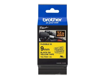 BROTHER TZEFX621 Taśma Brother 9mm BLACK ON YELLOW FLEXIBLE ID