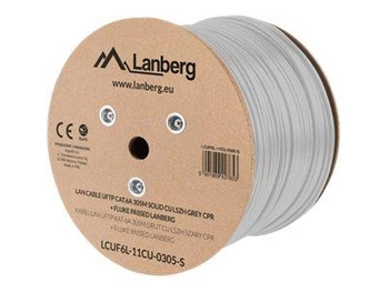 LANBERG LAN cable UFTP cat.6A 305m solid CU LSZH grey CPR fluke passed