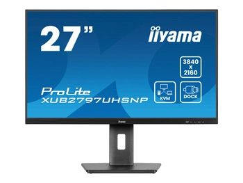 IIYAMA XUB2797UHSNP-B1 27inch IPS UHD 350cd/m2 4ms 15cm height adj. Stand HDMI DP USB-C Dock LAN Speakers