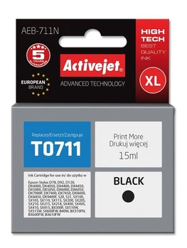 Activejet AEB-711N Tusz (zamiennik Epson T0711, T0891, T1001; Supreme; 15 ml; czarny)