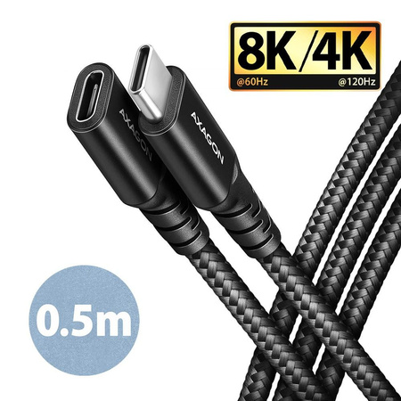 BUCM32-CF05AB Kabel przedłużacz Gen2 USB-C - USB-C 0.5m, 5A, 20Gbps, PD 240W, oplot, czarny