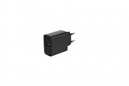 Ładowarka PowerDelivery USB-A USB-C 20W Czarna 