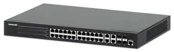 Switch zarządzalny Intellinet 24x 10/100/1000 Mbps PoE+ 370W+4x uplink Combo RJ45/SFP VLAN Rack 19"