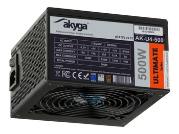 AKYGA Zasilacz ATX 500W AK-U4-500 P4+4 PCI-E 6 pin 6+2 pin 6x SATA APFC 80+ Bronze FAN 12cm