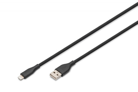 Kabel zasilający silikonowy USB-A - Lightning, USB 2.0 12W, certyfikat MFI, 0,5m Czarny