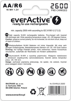 Zestaw akumulatorków everActive Professional line EVHRL6-2600 (2600mAh ; Ni-MH)