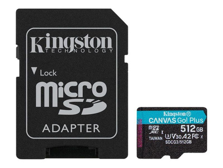 KINGSTON 512GB microSDXC Canvas Go Plus 170R A2 U3 V30 Card + ADP