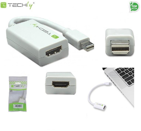 Adapter Techly MDP-HDMIF Mini DisplayPort męski na HDMI żeński, biały 0,15m IADAP