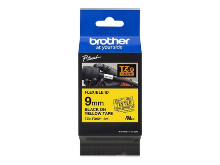 BROTHER TZEFX621 Taśma Brother 9mm BLACK ON YELLOW FLEXIBLE ID