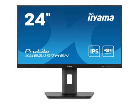 IIYAMA XUB2497HSN-B2 24inch IPS FHD 100Hz 300cd/m2 1ms HDMI DP DP Out 3xUSB 3.2 USB C 7.5W LAN Speakers 15cm Height Adj. Stand