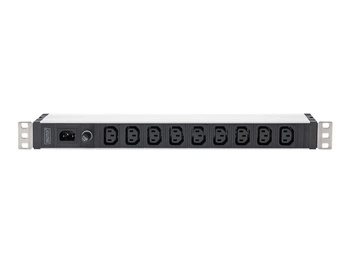 DIGITUS 1U Aluminum PDU rackmountable 9x C13 10A 230VAC 50/60Hz IEC C14 inlet 10A Fuse