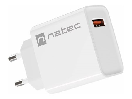 NATEC Ładowarka sieciowa Ribera USB-A 18W biała