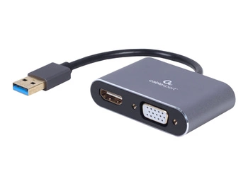 GEMBIRD A-USB3-HDMIVGA-01 Adapter z USB 3.0 na HDMI + VGA szary