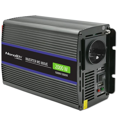 Przetwornica napięcia Monolith 2000 MS Wave | 12V na 230V |      1000/2000W | USB 