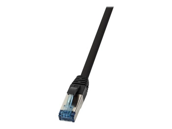 Patchcord LogiLink CQ6025S Cat.6A S/FTP PUR 0,50m czarny