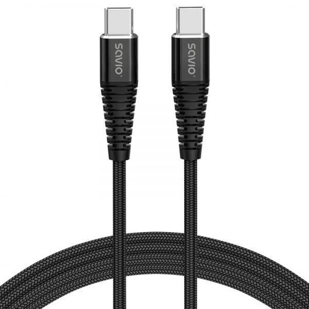 Kabel USB Typ C Savio CL-159 USB TYP C – USB TYP C 100W, 3A, QC, PD, 1m, czarny