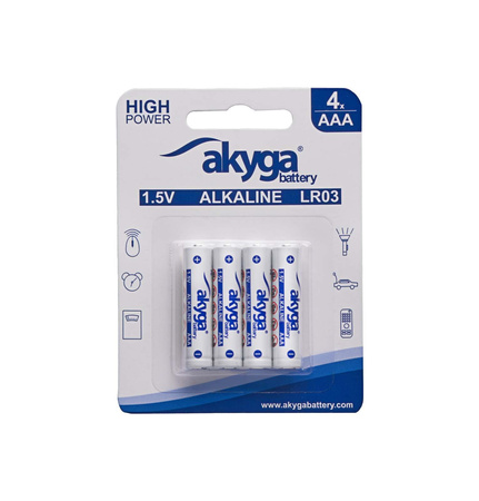 Bateria alkaliczna Akyga AAA LR03 Zn-MnO2, 1.5V/1300mAh 4szt/blister