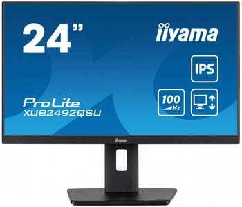 Monitor 23.8 cala ProLite XUB2492QSU-B1 IPS,QHD,USB-C,100Hz,3xUSB(3.2),HDMI,DP  300cd/m2,FreeSync,2x2W,HAS(150mm),PIVOT