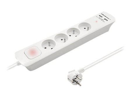 QOLTEC 50282 Surge protector 4 sockets 2 x USB 1.8m White