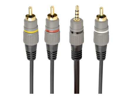 GEMBIRD CCAP-4P3R-1.5M Gembird kabel audio JACK 3,5mm (4-pin) M / 3x RCA (CINCH) M, 1.5M, czarny