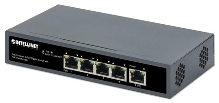 Switch niezarządzalny Intellinet 4x 10/100/1000 Mbps PoE 25W/65W + 1x PoE PD 95W