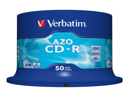 VERBATIM 43343 Verbatim CD-R   cake box 50 700MB 52x Crystal DataLife+ AZO