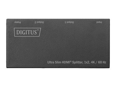 DIGITUS DS-45322 Ultra Slim HDMI Splitter 1x2 4K/60Hz HDR HDCP 2.2 18Gbps Micro USB powered