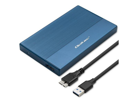 QOLTEC 52276 Obudowa / Kieszeń na dysk SSD HDD 2.5 / SATA / USB 3.0 / Super speed 5Gb/s / 2TB / Niebieski