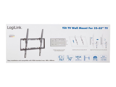 LOGILINK BP0037 LOGILINK - Uchwyt ścienny na telewizor, pochylenie -8 degrees/0 degrees,32-55, maks.35 kg