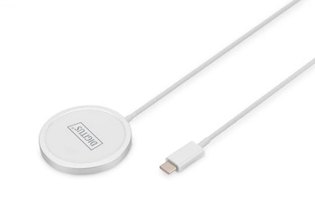 Ładowarka bezprzewodowa DIGITUS indukcyjna 15W MagSafe 1m USB-C biała